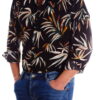 camicia uomo motivo palme su fondo nero