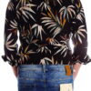camicia uomo motivo palme su fondo nero