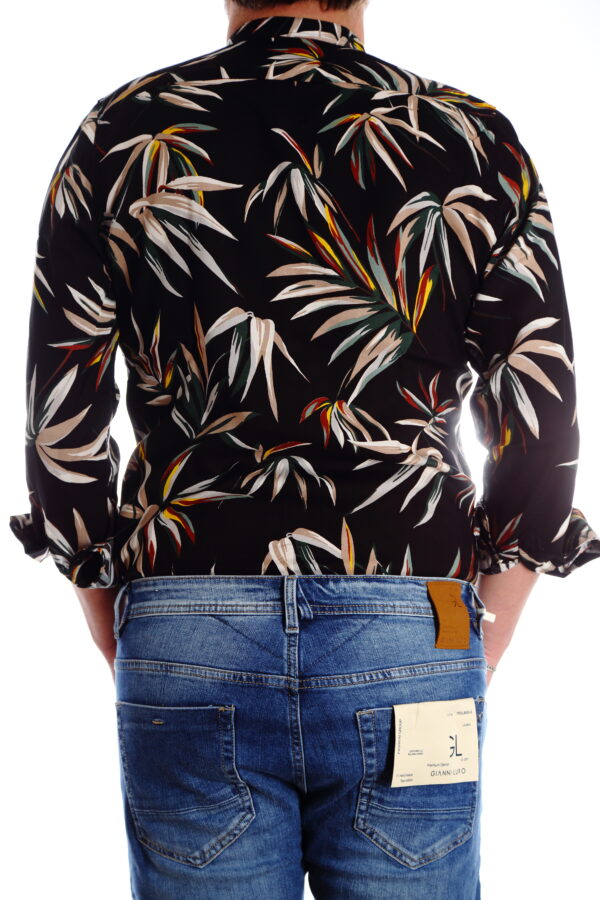 camicia uomo motivo palme su fondo nero