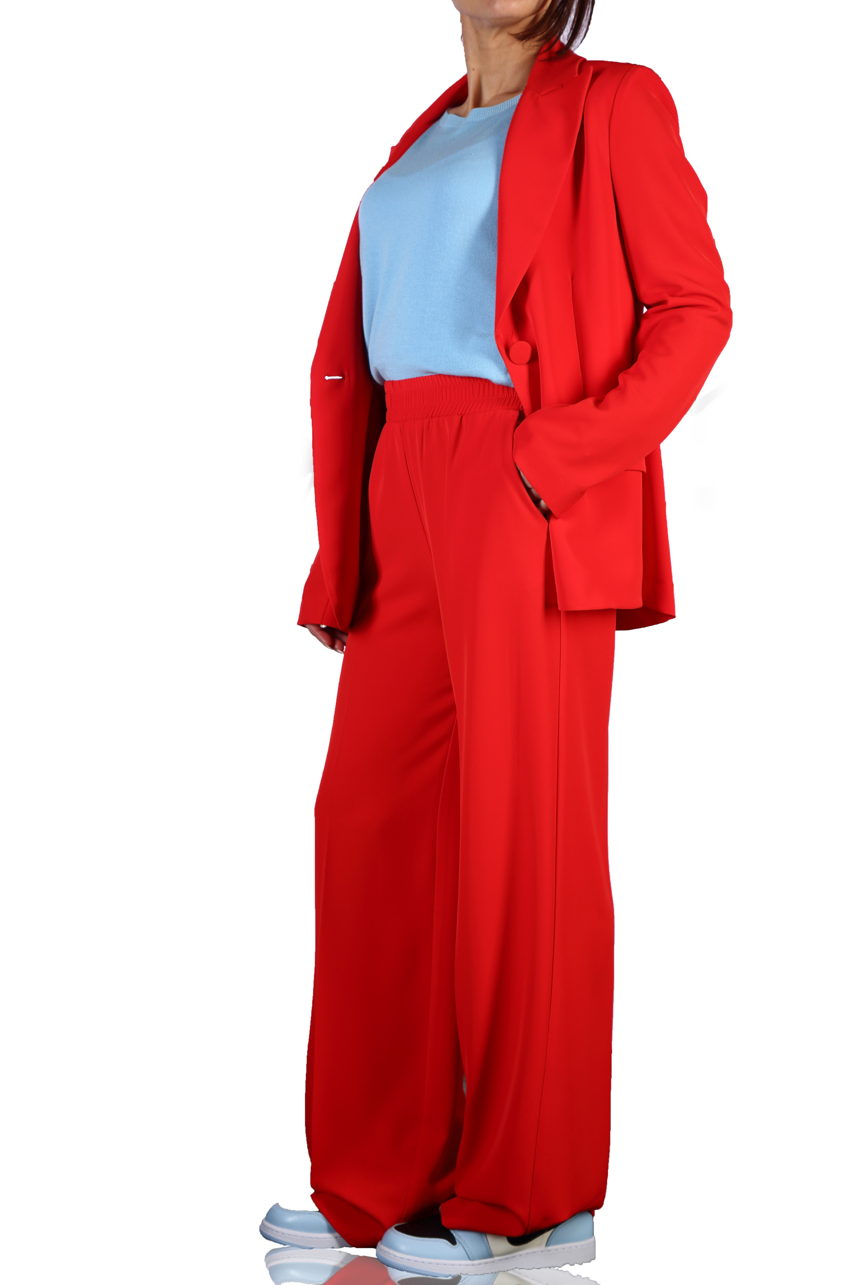 Twin-set donna giacca vestibilità regular pantalone vestibilità morbida, colore rosso vivo