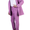 Tailleur giacca vestibilità regular e pantalone morbido, pratico da indossare con l'elastico in vita. Colore viola