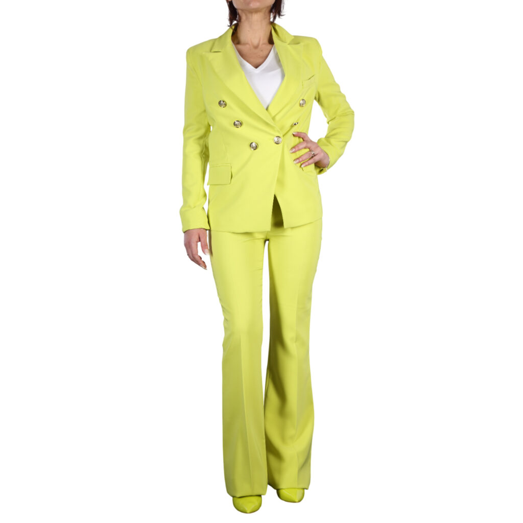 Tailleur donna giallo acido. vista frontale